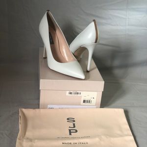 SJP White Leather Heels